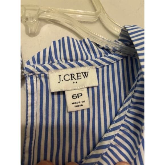 J. Crew Dress Tiered Ruffles Pin Striped Midi 6 Petite A-Line Sleeveless 6P - Picture 7 of 9